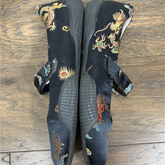 PAZZO Embroidered Mary Jane Flats Black US 8.5 EU 39 EUC - Picture 5 of 9